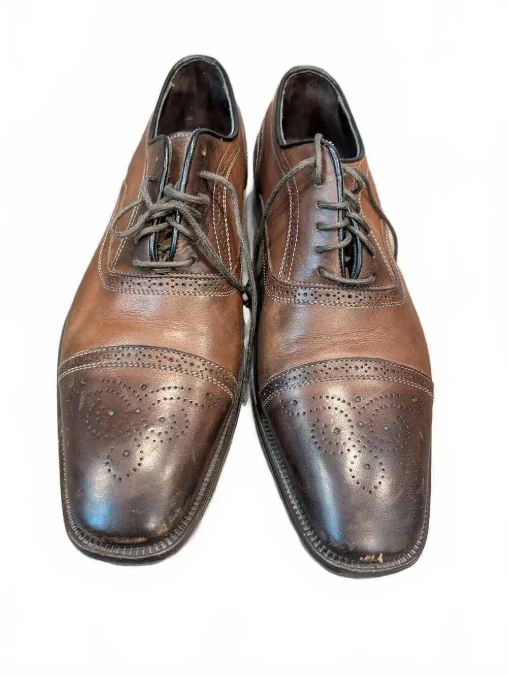 To Boot New York Adam Derrick Brown Leather Cap Toe Oxford Brogue Shoes Mens 8.5